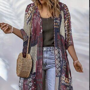 NWOT Boho Chic Mandala Kimono Cardigan - Lightweight for Fall, One Size